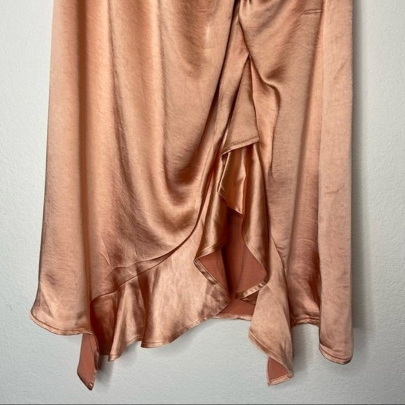 CodeXMode Satin Ruffle Asymmetrical Midi Skirt - Picture 4 of 8